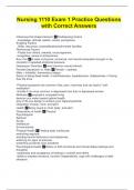 Nursing 1110 Exam 1 Practice Questions with Correct Answers