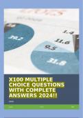 X100 MULTIPLE CHOICE QUESTIONS WITH COMPLETE ANSWERS 2024&excl;&excl;