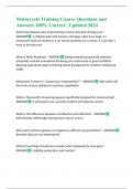 Motorcycle Training Course Questions and Answers 100&percnt; Correct &vert; Updated 2024