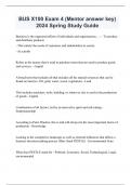 BUS X100 Exam 4 &lpar;Mentor answer key&rpar; 2024 Spring Study Guide