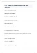 Lab Values Exam with Questions and Answers