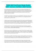 FNDH 400 Final Exam Study Guide  100&percnt; Correct  Verified  2024 Version