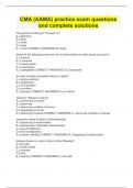 CMA &lpar;AAMA&rpar; practice exam questions and complete solutions