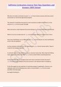 California Contractors License Test Class Questions and  Answers 100&percnt; Solved 