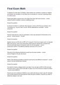 Final Exam Math Squestions and answers