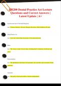 DH200 Dental Practice Act Lecture Questions and Correct Answers &vert;  Latest Update &vert; A