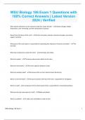 WSU Biology 106 Exam 1 Questions with 100&percnt; Verified Solutions  Latest Version 2024
