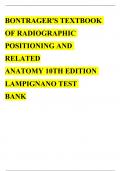 Complete Test Bank for Bontragers Textbook of Radiographic Positioning and Related Anatomy 10th Edition by Lampignano&excl; RATED A&plus;