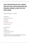 CRCST CERTIFICATION ACTUAL &sol; NEWEST 2024 WITH WELL SORTED QUESTIONS AND ANSWERS &sol;GRADED A&plus;&sol;BEST FOR THAT GOOD GRADE  