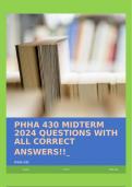 PHHA 430 MIDTERM 2024 QUESTIONS WITH ALL CORRECT ANSWERS&excl;&excl;