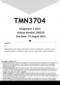 TMN3704 Assignment 4 &lpar;ANSWERS&rpar; 2024 - DISTINCTION GUARANTEED