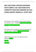 BIOL 2302 EXAM 4 REVIEW KASPARIAN WITH CORRECT 150&plus; QUESTIONS WITH CORRECTRY ANALYZED ANSWERS &lpar;ACTUAL EXAM&rpar; ALREADY GRADED A&plus; LATEST 2024      