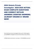 2024 Ontario Private Investigator 2024-2025 ACTUAL EXAM COMPLETE QUESTIONS AND CORRECT DETILED ANSWERS &lpar;VERIFIED ANSWERS&rpar; &vert;ALREADY GRADED A&plus; BRAND NEW&excl;&excl;