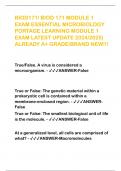 BIOD171&sol; BIOD 171 MODULE 1 EXAM ESSENTIAL MICROBIOLOGY PORTAGE LEARNING MODULE 1 EXAM LATEST UPDATE 2024&sol;2025&vert; ALREADY A&plus; GRADE&sol;BRAND NEW&excl;&excl;&excl;