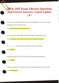 BIOL 2107 Exam 2 Review Questions  and Correct Answers &vert; Latest Update  &vert; A&plus;