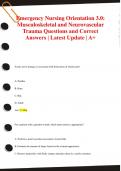 Emergency Nursing Orientation 3&period;0&colon;  Musculoskeletal and Neurovascular  Trauma Questions and Correct  Answers &vert; Latest Update &vert; A&plus;