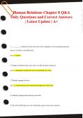 Human Relations Chapter 8 Q&A  Only Questions and Correct Answers  &vert; Latest Update &vert; A&plus;