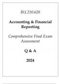 &lpar;JHU&rpar; BU&period;210&period;620 Accounting & Financial Reporting Comprehensive Final Exam Assessment Q & A