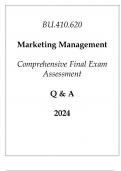 &lpar;JHU&rpar; BU&period;410&period;620 Marketing Management Comprehensive Final Exam Assessment Q & A