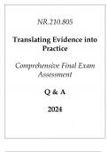 &lpar;JHU&rpar; NR&period;210&period;805 Translating Evidence into Practice Comprehensive Final Exam Assessment Q & A