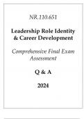 &lpar;JHU&rpar; NR&period;110&period;651 Leadership Role Identity & Career Development Comprehensive Final Exam Assessment