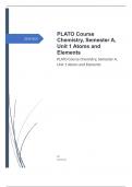 PLATO Course Chemistry&comma; Semester A&comma; Unit 1 Atoms and Elements answered