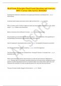 Real Estate Principles Final Exam&vert; Questions and Answers&comma; 100&percnt; Correct with Answer 2024&sol;2025