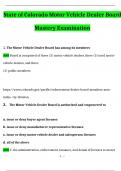 State of Colorado Motor Vehicle Dealer Board Mastery Exam Questions and Answers Latest &lpar;2026 &sol; 2027&rpar; &lpar;Verified Answers&rpar;