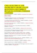 CWEA ELECTRICAL AND INSTRUMENT GRADE 2 EXAM QUESTIONS AND CORRECT DETAILED ANSWERS &lpar;VERIFIED ANSWERS&rpar; 