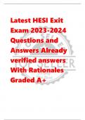 Latest HESI Exit  Exam 2023-2024  Questions and  Answers Already  verified answers With Rationales Graded A&plus;