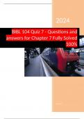 BIBL 104 Quiz 7 - Questions and answers for Chapter 7 Fully Solved 100&percnt;