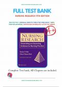 Test Banks For Nursing Research&colon; Generating and Assessing Evidence for Nursing Practice 11th Edition by Denise Polit&semi; Cheryl Becky 9781975110642 &lpar;Complete 33 Chapters&rpar;
