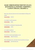Basic Firefighter Written Exam &vert; Questions & Answers &lpar;Verified&rpar; &vert; Latest Update &vert; Graded A&plus;
