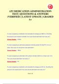 ATI MEDICATION ADMINISTRATION  TEST &vert; QUESTIONS & ANSWERS  &lpar;VERIFIED&rpar; &vert; LATEST UPDATE &vert; GRADED  A&plus;