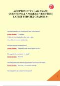 AZ Optometry Law Exam &vert; Questions & Answers &lpar;Verified&rpar; &vert; Latest Update &vert; Graded A&plus;
