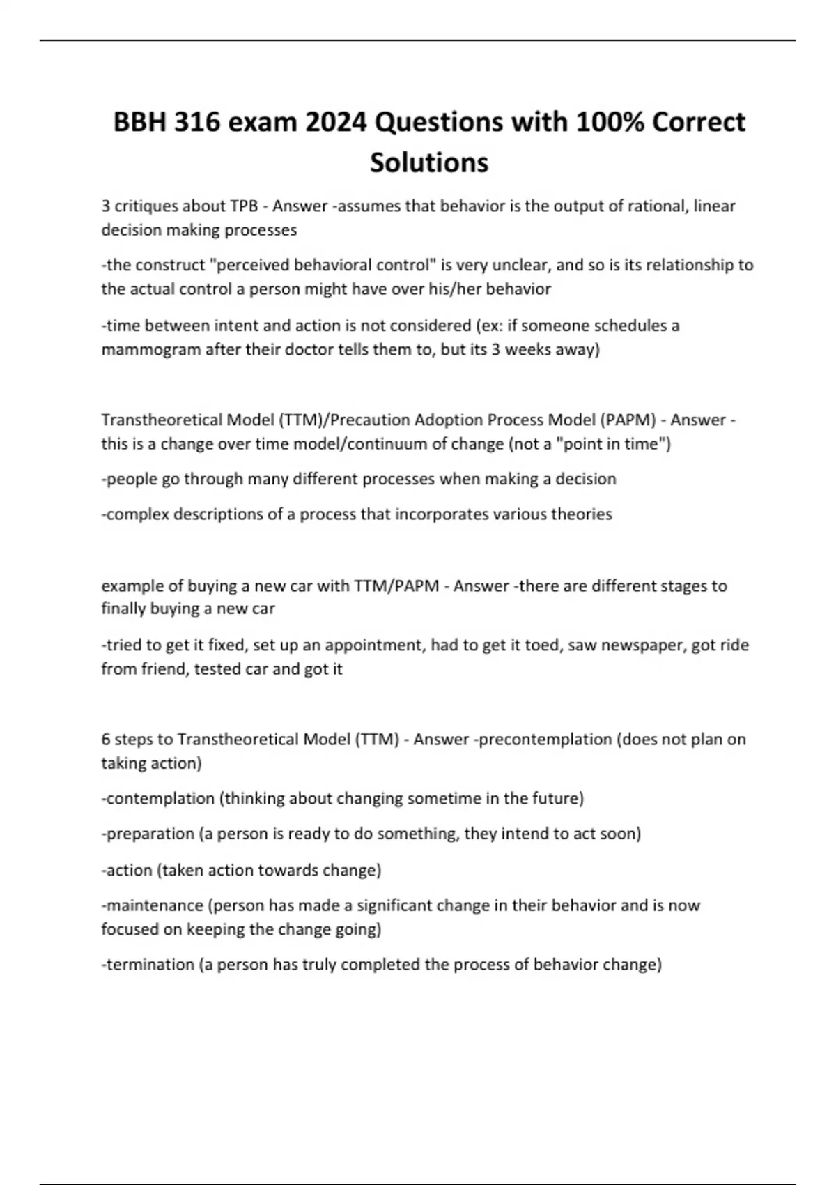BBH 316 exam 2024 Questions with 100% Correct Solutions - BBH 316 ...