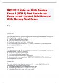 NUR 2513 Maternal Child Nursing  Exam 1 &lpar;MCN 1&rpar; Test Bank Actual  Exam Latest Updated 2024&sol;Maternal  Child Nursing Final Exam&period;
