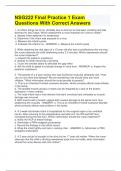 NSG222 Final Practice 1 Exam Questions With Correct Answers