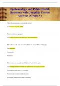 Epidemiology and Public Health Questions with Complete Correct  Answers &vert; Grade A&plus;