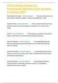 AP Psychology Chapter 14 - Psychological Disorders Exam Question & Answers 2024