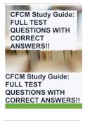 CFCM Study Guide&colon; FULL TEST QUESTIONS WITH CORRECT ANSWERS&excl;&excl;