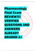Pharmacology  Final Exam  REVIEW&excl;&excl;&excl;&excl; VERIFIED  QUESTIONS AND  ANSWERS  ALREADY  GRADED A&plus;