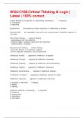 WGU C168-Critical Thinking & Logic &vert; Latest &vert; 100&percnt; correct