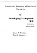 Instructor Manual with Solutions for Developing Management Skills 10th Global Edition By David Whetten&comma; Kim Cameron &lpar;All Chapters 100&percnt; Original Verified&comma; A&plus; Grade&rpar;