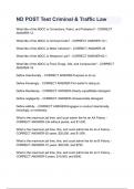 ND POST Test Criminal & Traffic Law all Questions & answers solved 100&percnt; accurately with Complete Solution Graded A&plus; latest version