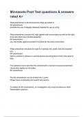 Minnesota Post Test all Questions & answers solved 100&percnt; accurately with Complete Solution Graded A&plus; latest version