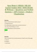 Quiz Week 3&colon; NR222 &sol; NR 222 &lpar;Latest Update 2024 &sol; 2025&rpar; Health & Wellness &vert; Questions and Verified Answers &vert; 100&percnt; Correct &vert; Grade A - Chamberlain