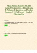 Quiz Week 3&colon; NR222 &sol; NR 222 &lpar;Latest Update 2024 &sol; 2025&rpar; Health & Wellness &vert; Questions and Verified Answers &vert; 100&percnt; Correct &vert; Grade A - Chamberlain
