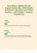Quiz Week 3&colon; NR222 &sol; NR 222 &lpar;Latest Update 2024 &sol; 2025&rpar; Health & Wellness &vert; Questions and Verified Answers &vert; 100&percnt; Correct &vert; Grade A - Chamberlain