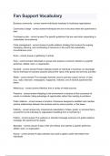 Fan Support Vocabulary questions and answers